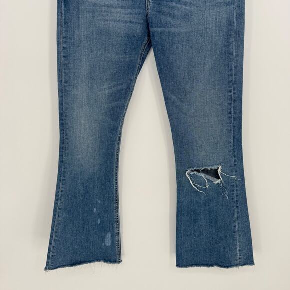 RAG & BONE JEAN 10 Inch Crop Flare Distressed Blue Denim Jeans Size 25 - Picture 3 of 7
